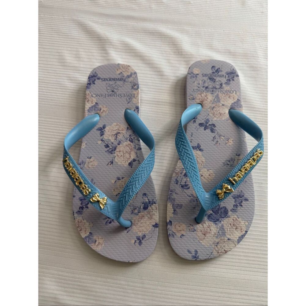 LoveShackFancy X Havaianas Women's Whisper Blue Top Flip Flops Size 7/8